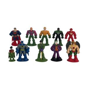 DC Comics Justice League Mini Figures 10pc Lot Cake Toppers Superhero Villian